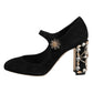 Dolce & Gabbana Black Embellsihed High Heels MARY JANES Shoes