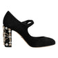 Dolce & Gabbana Black Embellsihed High Heels MARY JANES Shoes