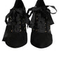 Dolce & Gabbana Black Floral High Heels LACE-UPS Pumps Shoes