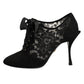 Dolce & Gabbana Black Floral High Heels LACE-UPS Pumps Shoes