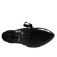 Dolce & Gabbana Black Floral High Heels LACE-UPS Pumps Shoes