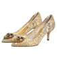 Dolce & Gabbana Gold Taormina Lace DEVOTION Pumps Shoes