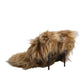 Dolce & Gabbana Brown Fur Leather High Heels Pumps Shoes