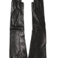 Dolce & Gabbana Black Leather Embellished Long Mitten Gloves