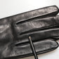 Dolce & Gabbana Black Leather Embellished Long Mitten Gloves