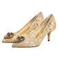 Dolce & Gabbana Gold Taormina Lace DEVOTION Pumps  Shoes