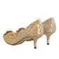 Dolce & Gabbana Gold Taormina Lace DEVOTION Pumps  Shoes