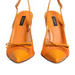 Dolce & Gabbana Orange Leather Mesh Heels Slingback  Shoes