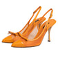 Dolce & Gabbana Orange Leather Mesh Heels Slingback  Shoes