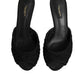 Dolce & Gabbana Black Embroidered Slip On Heels Slides Shoes