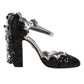 Dolce & Gabbana Black Sequined Ankle Strap Sandals Shoes