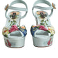 Dolce & Gabbana Green Floral Ankle Strap Wedge Sandals Shoes