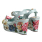 Dolce & Gabbana Green Floral Ankle Strap Wedge Sandals Shoes