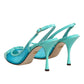 Dolce & Gabbana Blue Leather Mesh Heels Slingback Shoes