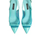 Dolce & Gabbana Blue Leather Mesh Heels Slingback Shoes