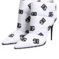 Dolce & Gabbana White DG Logo Heels Short Boots  Shoes