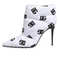 Dolce & Gabbana White DG Logo Heels Short Boots  Shoes