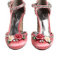 Dolce & Gabbana Pink Sequined Ankle Strap Sandals Shoes