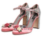 Dolce & Gabbana Pink Sequined Ankle Strap Sandals Shoes