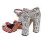 Dolce & Gabbana Pink Sequined Ankle Strap Sandals Shoes