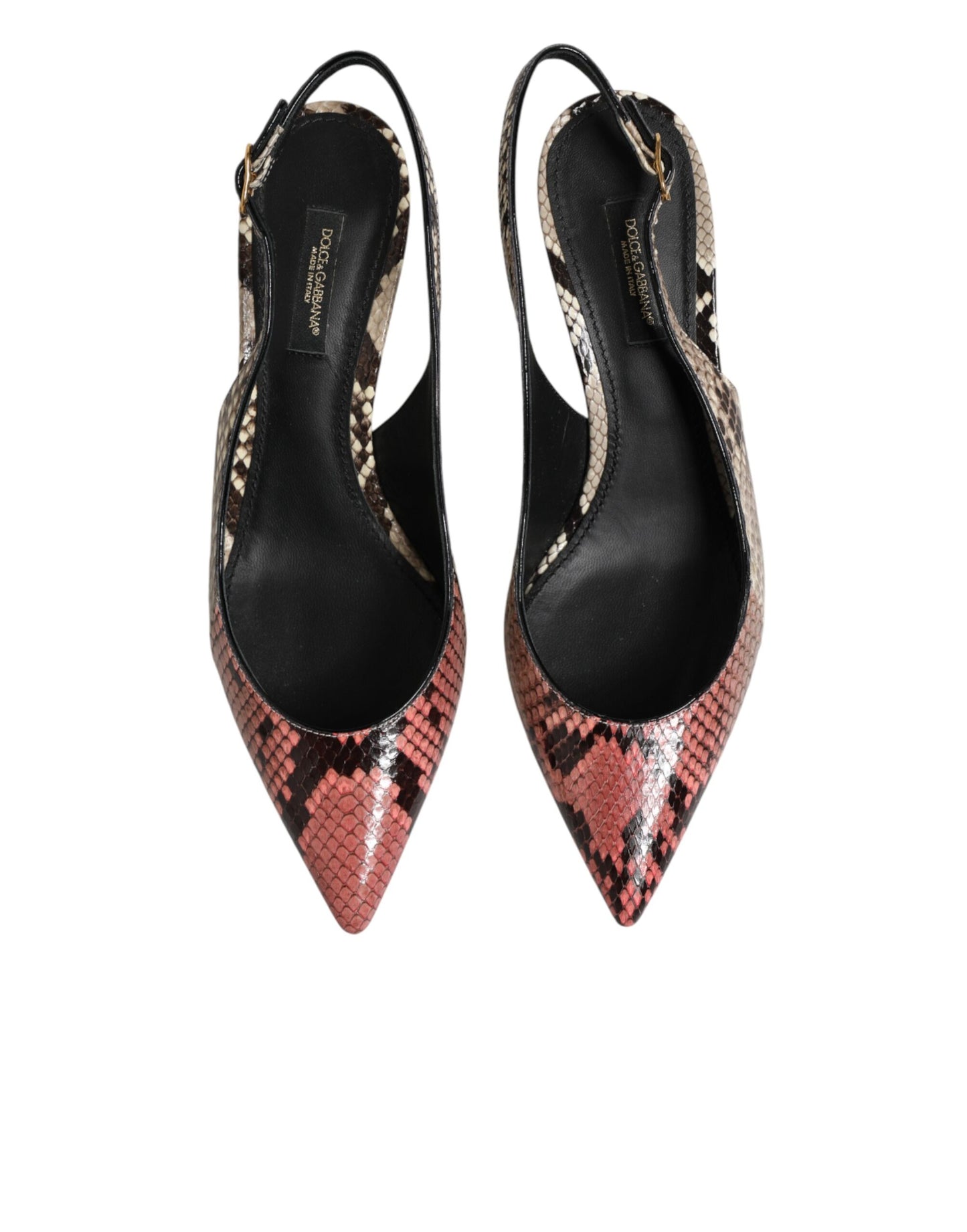 Dolce & Gabbana Multicolor Leather Heels Slingback  Shoes