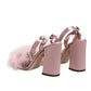 Dolce & Gabbana Pink Sequined Ankle Strap Sandals Shoes