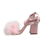 Dolce & Gabbana Pink Sequined Ankle Strap Sandals Shoes