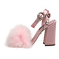 Dolce & Gabbana Pink Crystal Fur Embellished Sandals Shoes