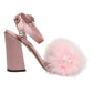Dolce & Gabbana Pink Crystal Fur Embellished Sandals Shoes