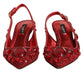 Dolce & Gabbana Red Crystal Embellished Slingbacks Shoes