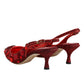 Dolce & Gabbana Red Crystal Embellished Slingbacks Shoes