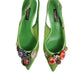 Dolce & Gabbana Green Embellished Heels Slingbacks Shoes