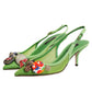 Dolce & Gabbana Green Embellished Heels Slingbacks Shoes