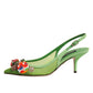 Dolce & Gabbana Green Embellished Heels Slingbacks Shoes