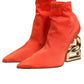 Dolce & Gabbana Orange DG Logo Heels Ankle Boots Shoes