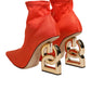 Dolce & Gabbana Orange DG Logo Heels Ankle Boots Shoes