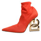 Dolce & Gabbana Orange DG Logo Heels Ankle Boots Shoes