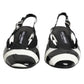 Dolce & Gabbana Black White Stripe Heels Slingback Shoes