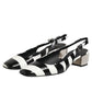 Dolce & Gabbana Black White Stripe Heels Slingback Shoes