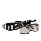 Dolce & Gabbana Black White Stripe Heels Slingback Shoes