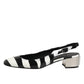 Dolce & Gabbana Black White Stripe Heels Slingback Shoes
