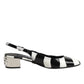 Dolce & Gabbana Black White Stripe Heels Slingback Shoes