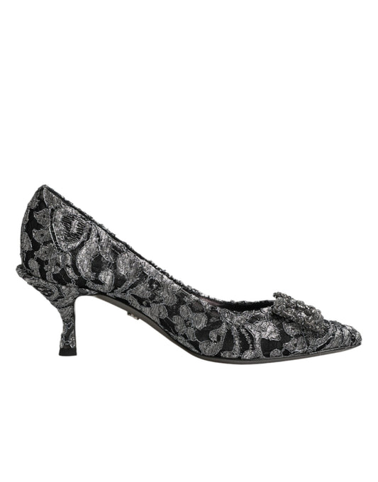 Dolce & Gabbana Silver Lace DG Amore Heels Pumps Shoes