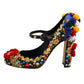 Dolce & Gabbana Black Gold Embellished MARY JANES Pumps  Shoes