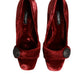 Dolce & Gabbana Red Velvet Embellished Heels Pumps  Shoes