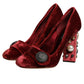 Dolce & Gabbana Red Velvet Embellished Heels Pumps  Shoes
