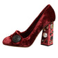 Dolce & Gabbana Red Velvet Embellished Heels Pumps  Shoes
