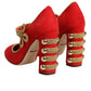 Dolce & Gabbana Red Embellished MARY JANES Pumps  Shoes