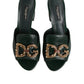 Dolce & Gabbana Green DG Amore Heel Slides Sandals Shoes