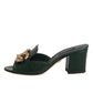 Dolce & Gabbana Green DG Amore Heel Slides Sandals Shoes